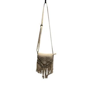 American Eagle Fringe Boho Brown Leather Crossbody Shoulder Bag